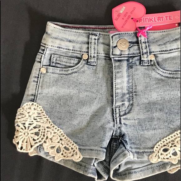 Girls Denim Shorts w/Lace Accent. Adjustable Waist - Picture 7 of 11